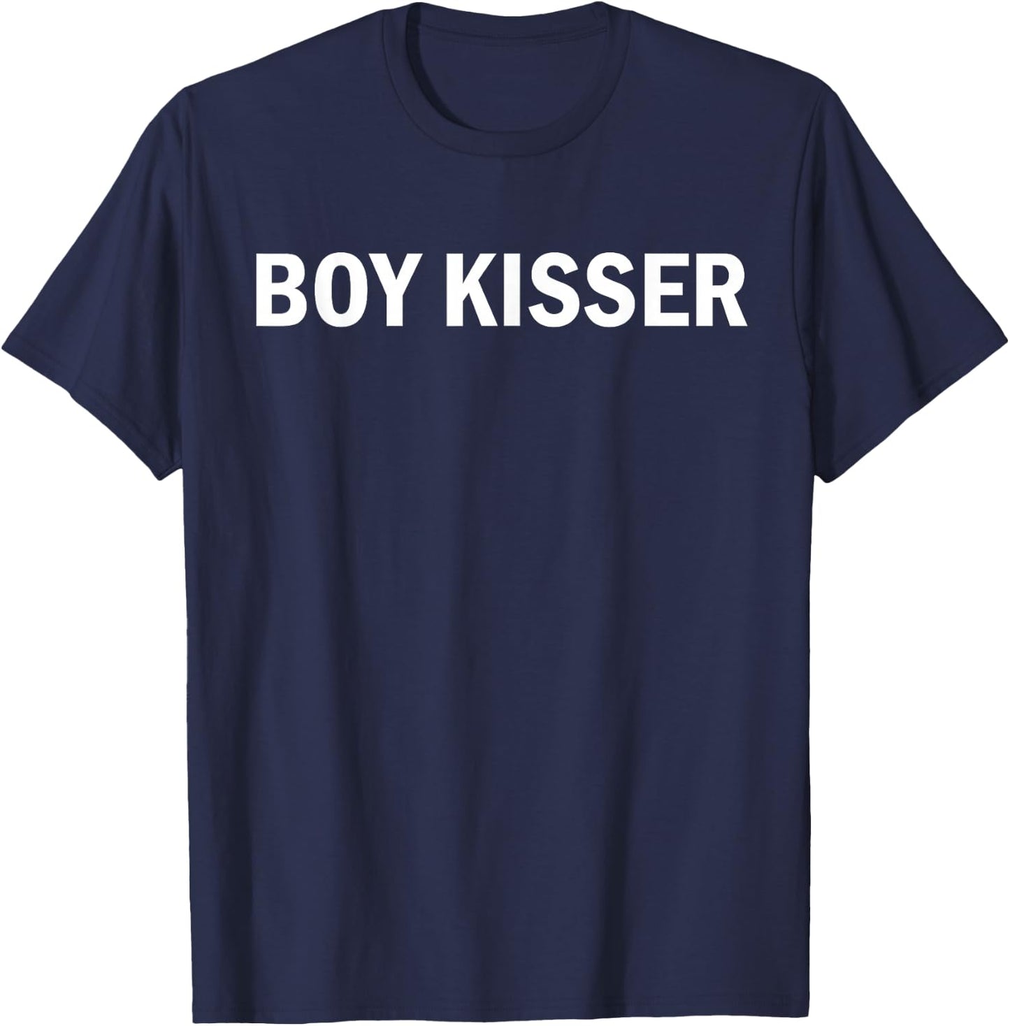 Boy Kisser Bold Minimal Text Design T-Shirt - T-Shirt | Navy