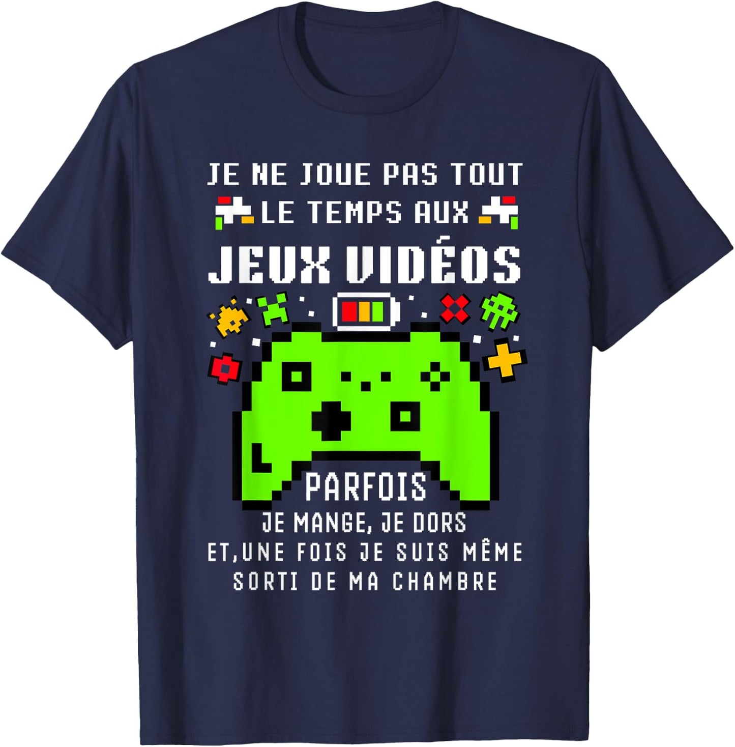 Funny Gamer Teen Video Games Gift Gamer Christmas Funny , Black, S T-Shirt - T-Shirt | Navy