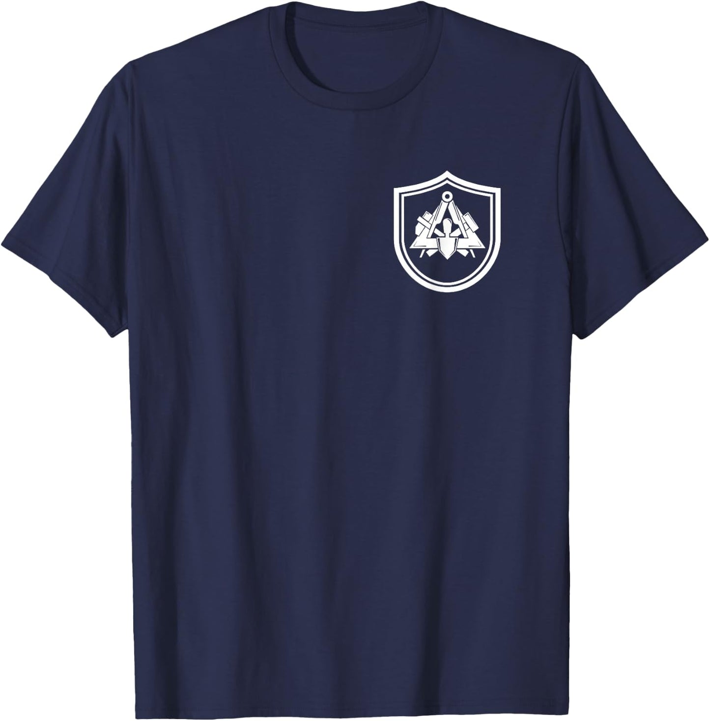 Maurer Wappen Schild traditionelles Zunftzeichen auf Brust T-Shirt - T-Shirt | Navy