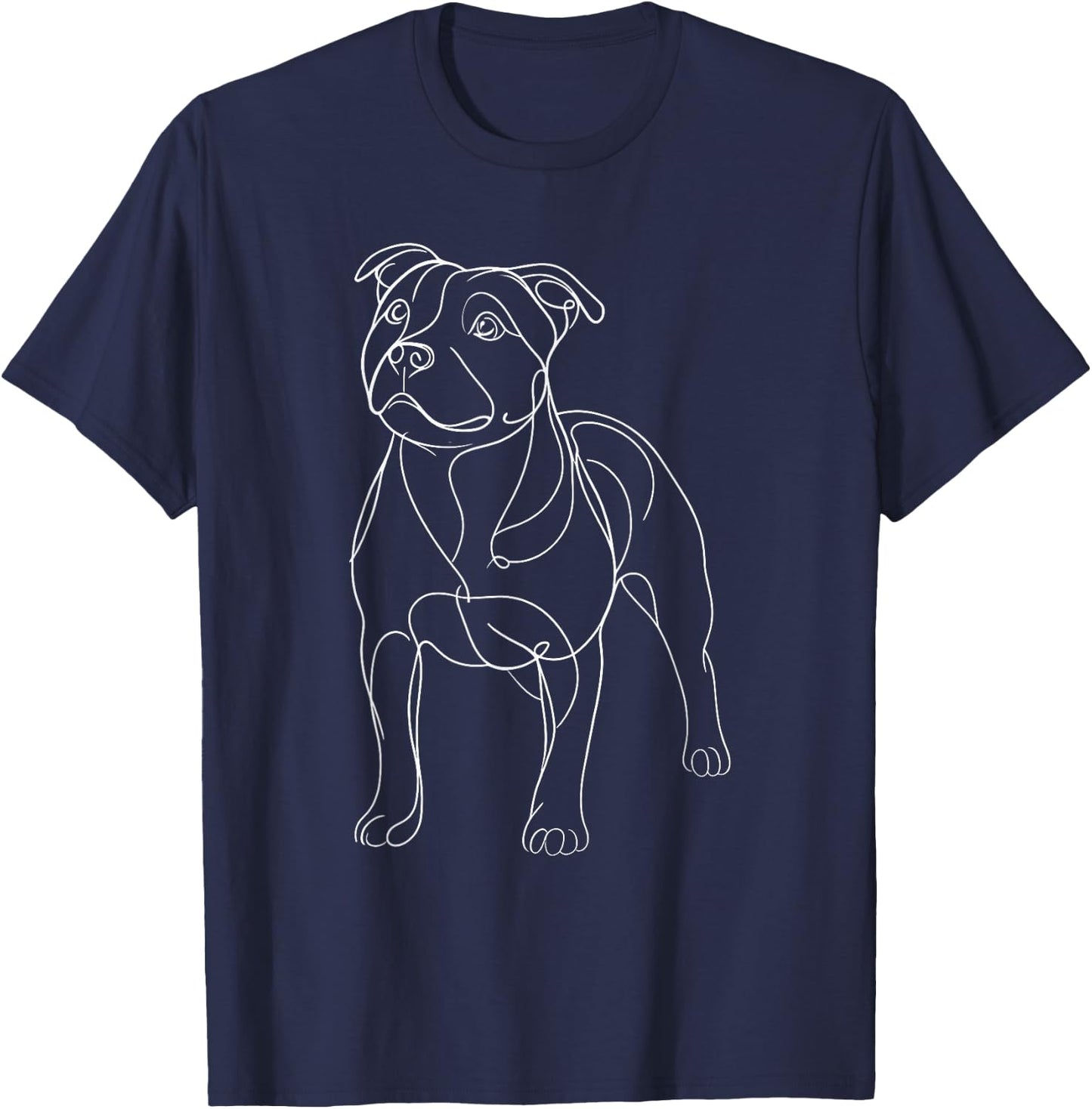 Line Art Staffordshire Bull Terrier Staffy Terriers T-Shirt - T-Shirt | Navy