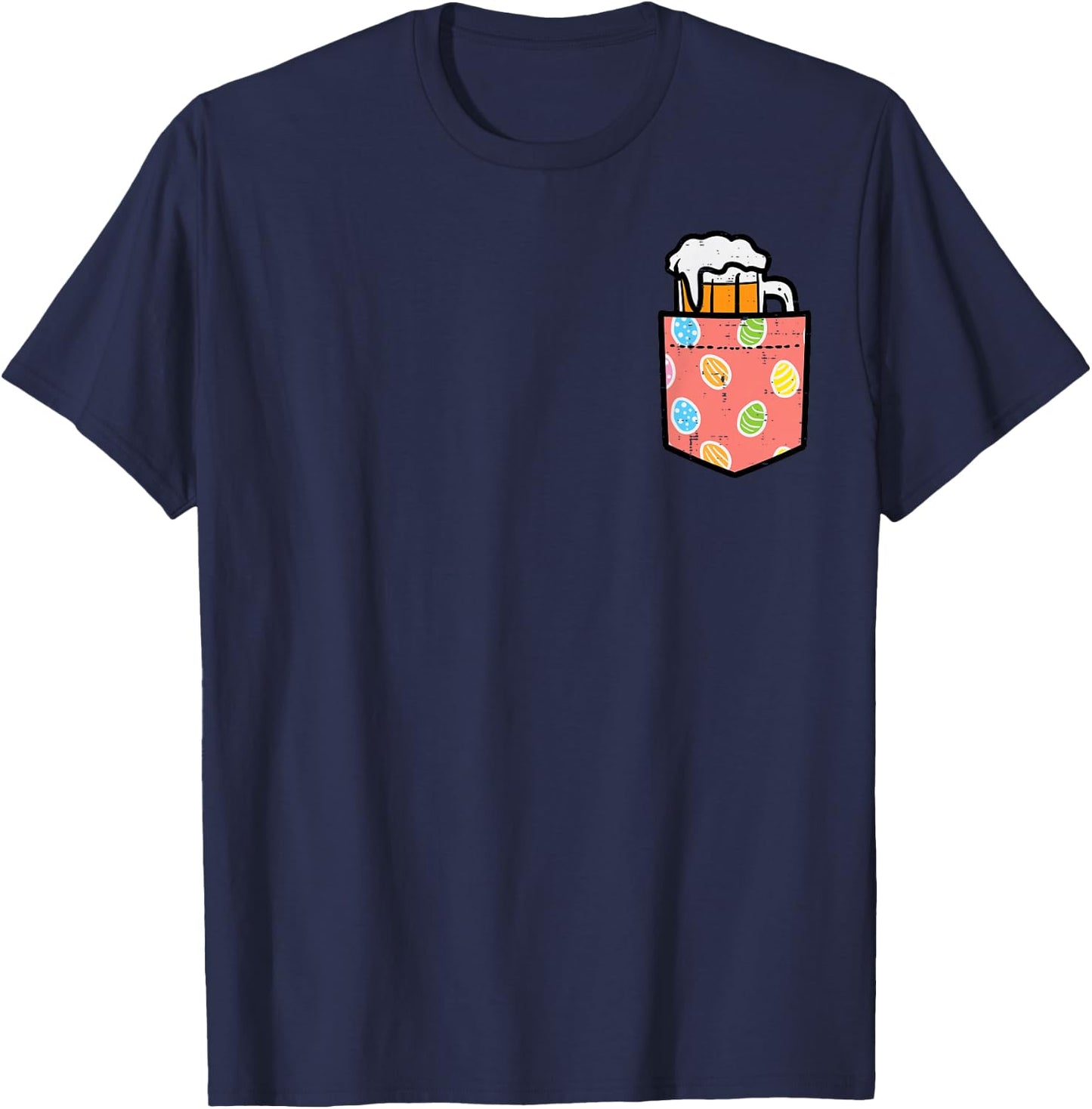 Happy Easter Mug Eggs Pocket Funny Hoppy Dad Team Men Women T-Shirt - T-Shirt | Navy