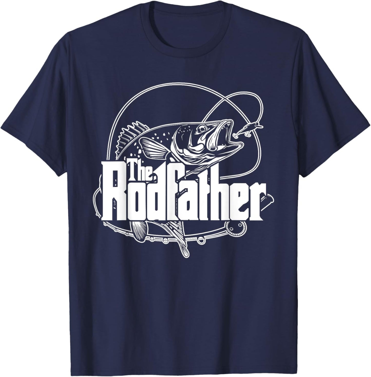 The Rodfather T Shirt - Funny Parody Fishing Gifts T-Shirt - T-Shirt | Navy