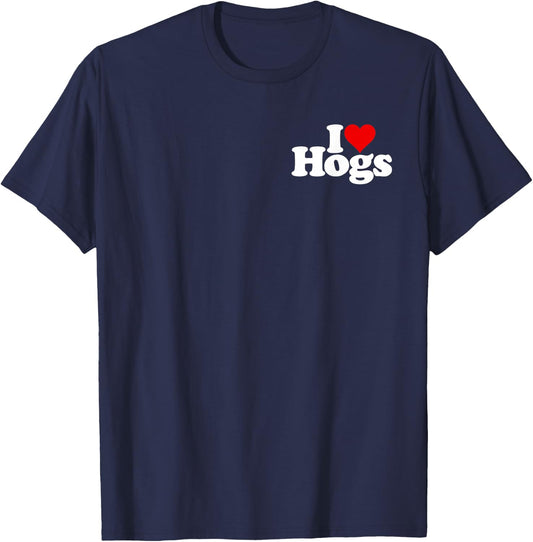 I Love Heart Hogs Pigs Swine Pork T-Shirt - T-Shirt | Navy