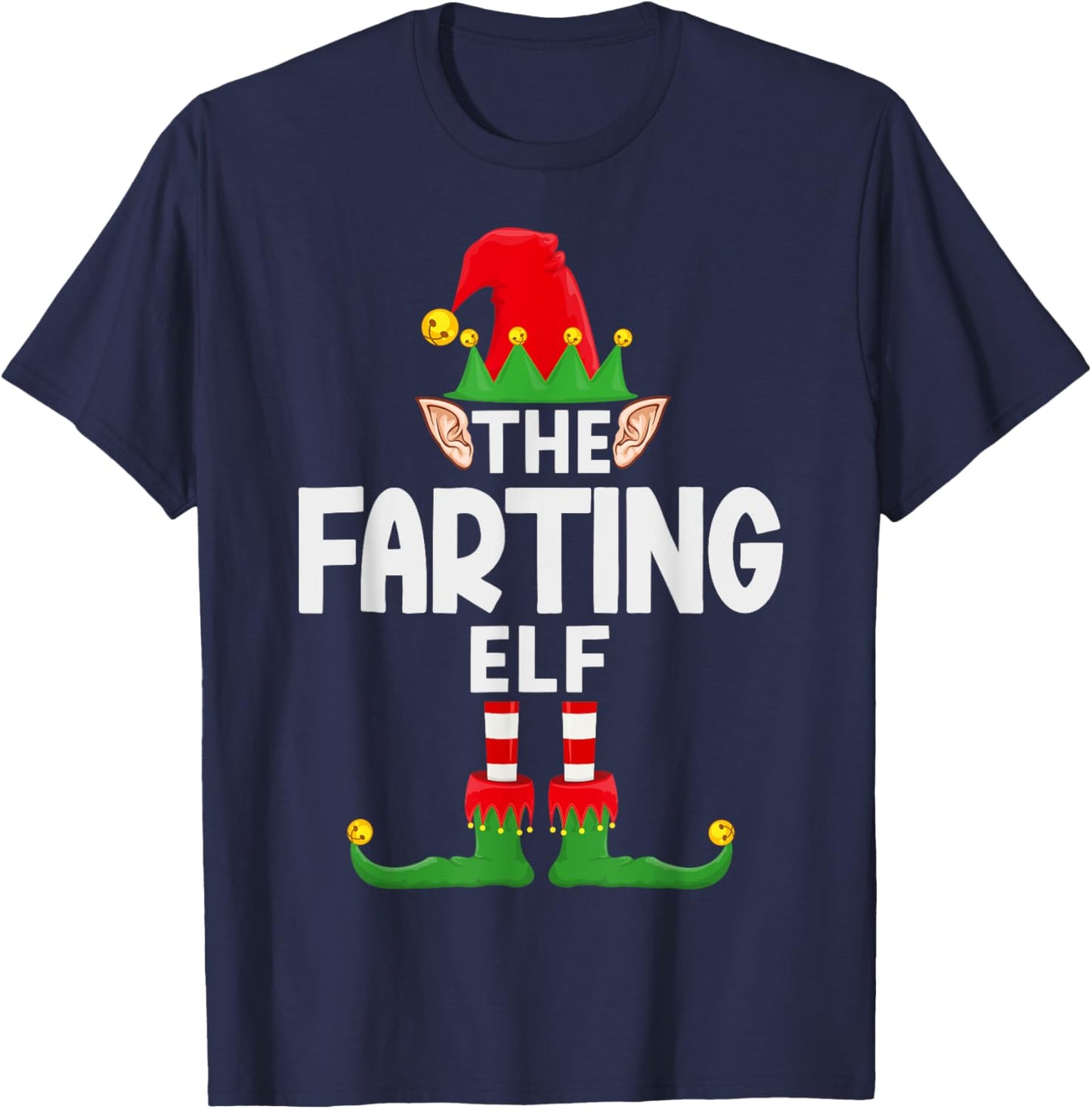 The Farting Elf Family Christmas Pajama Party T-Shirt - T-Shirt | Navy