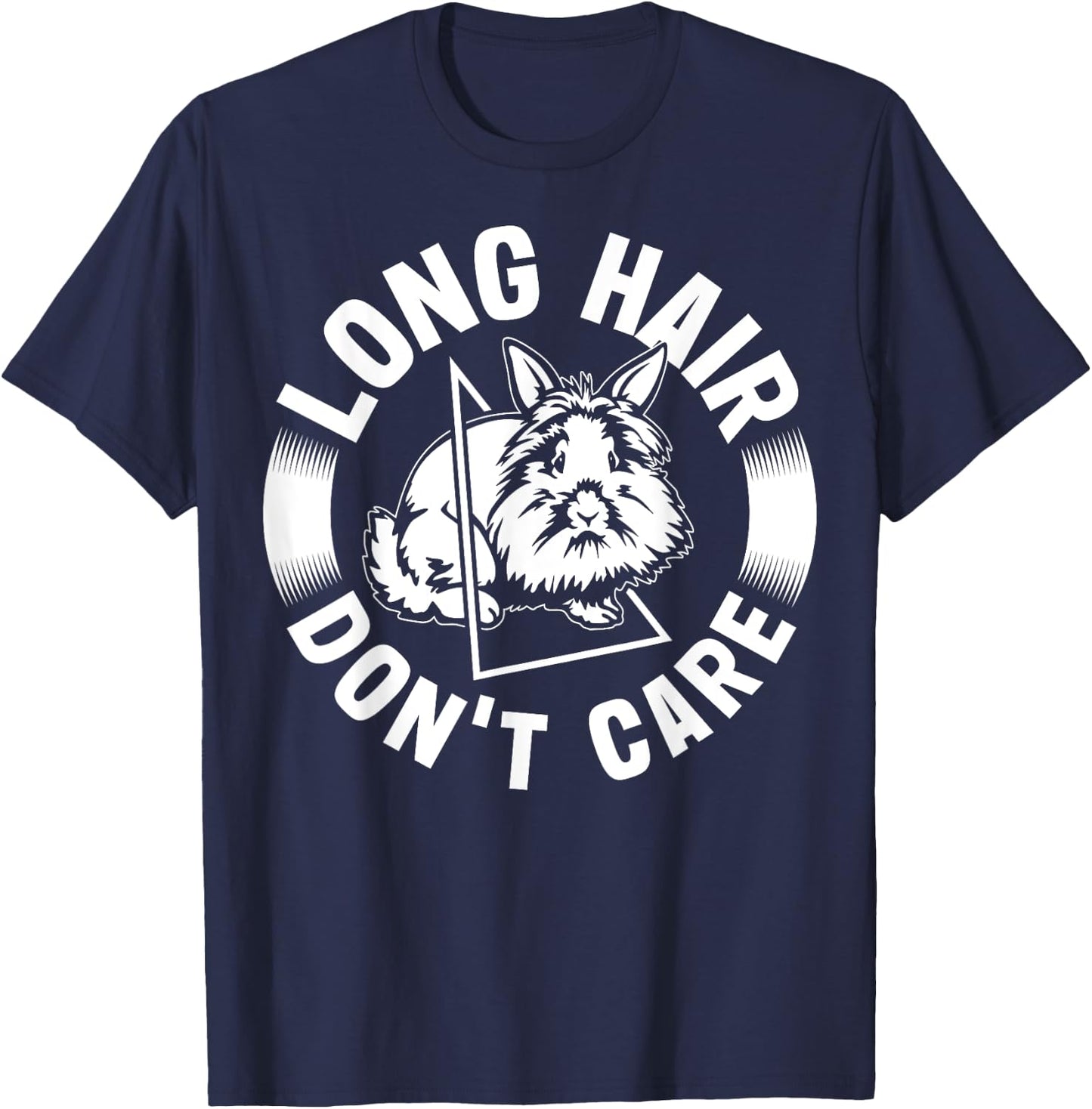 Long Hair - Don'T Care - Lionhead Rabbit T-Shirt - T-Shirt | Navy