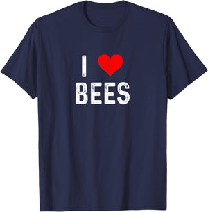 I Love Bees - Heart - Hive Honey Beekeeper Beekeeping T-Shirt - T-Shirt | Navy