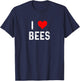 I Love Bees - Heart - Hive Honey Beekeeper Beekeeping T-Shirt - T-Shirt | Navy