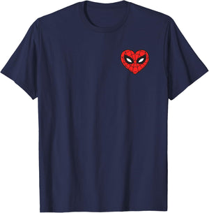 Marvel Spider-Man Valentine’s Day Love Sixties Heart Mask T-Shirt - T-Shirt | Navy