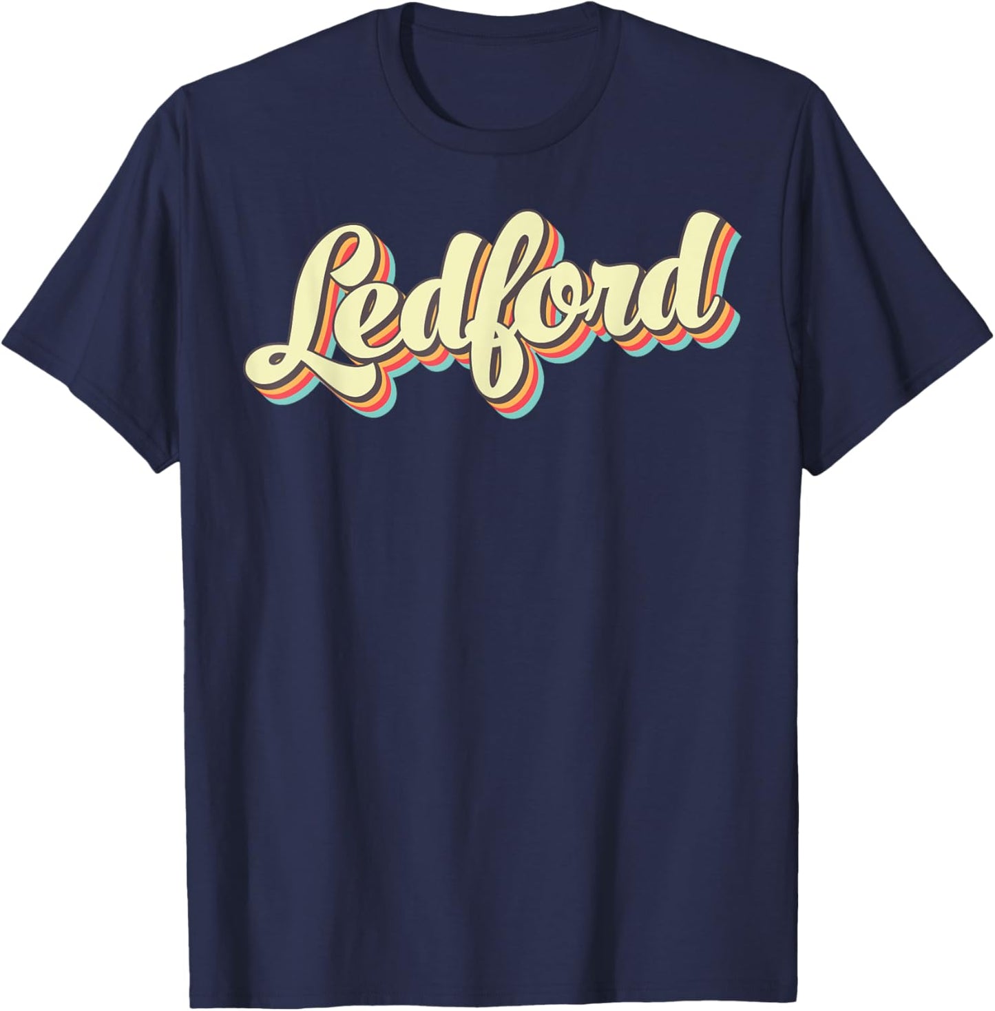 Ledford Retro Art Baseball Font Vintage T-Shirt - T-Shirt | Navy