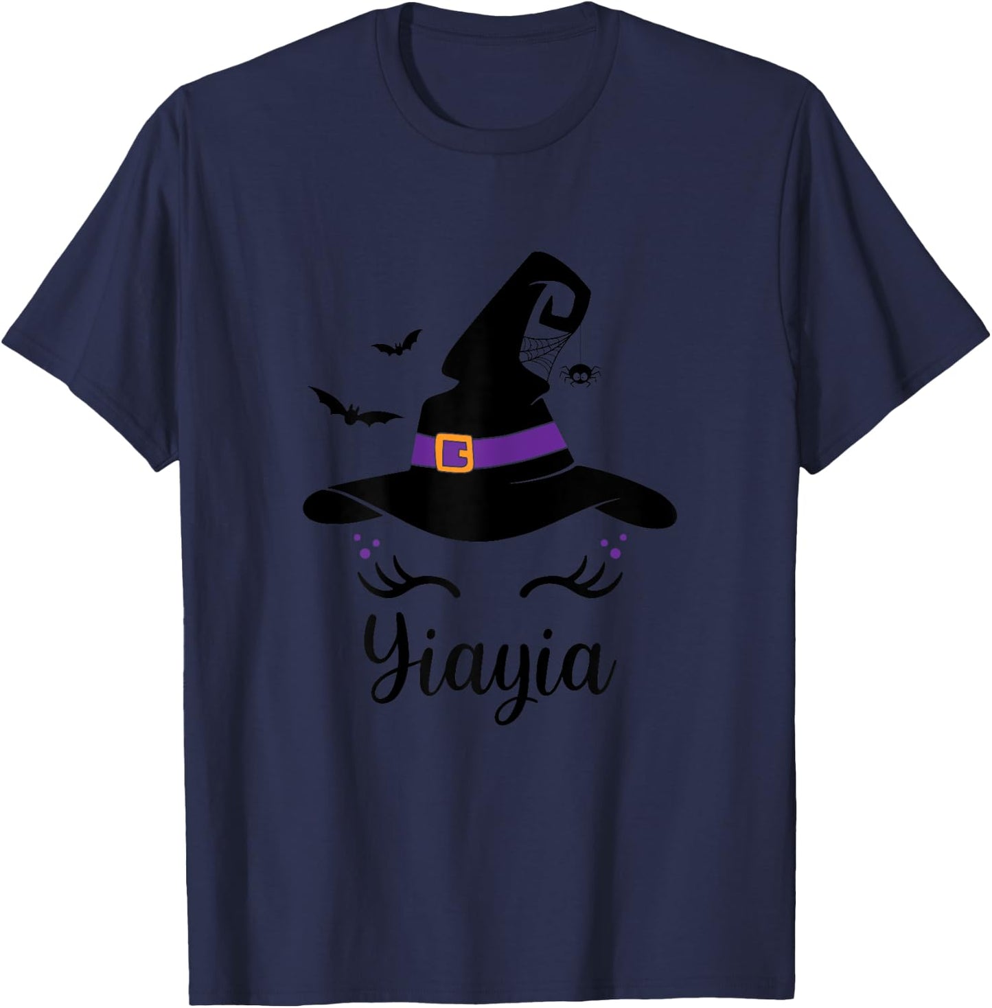 Unicorn Design With Halloween Witch Hat Yiayia Halloween T-Shirt - T-Shirt | Navy