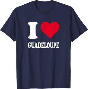 Red Heart I Love Guadeloupe , Black, S T-Shirt - T-Shirt | Navy