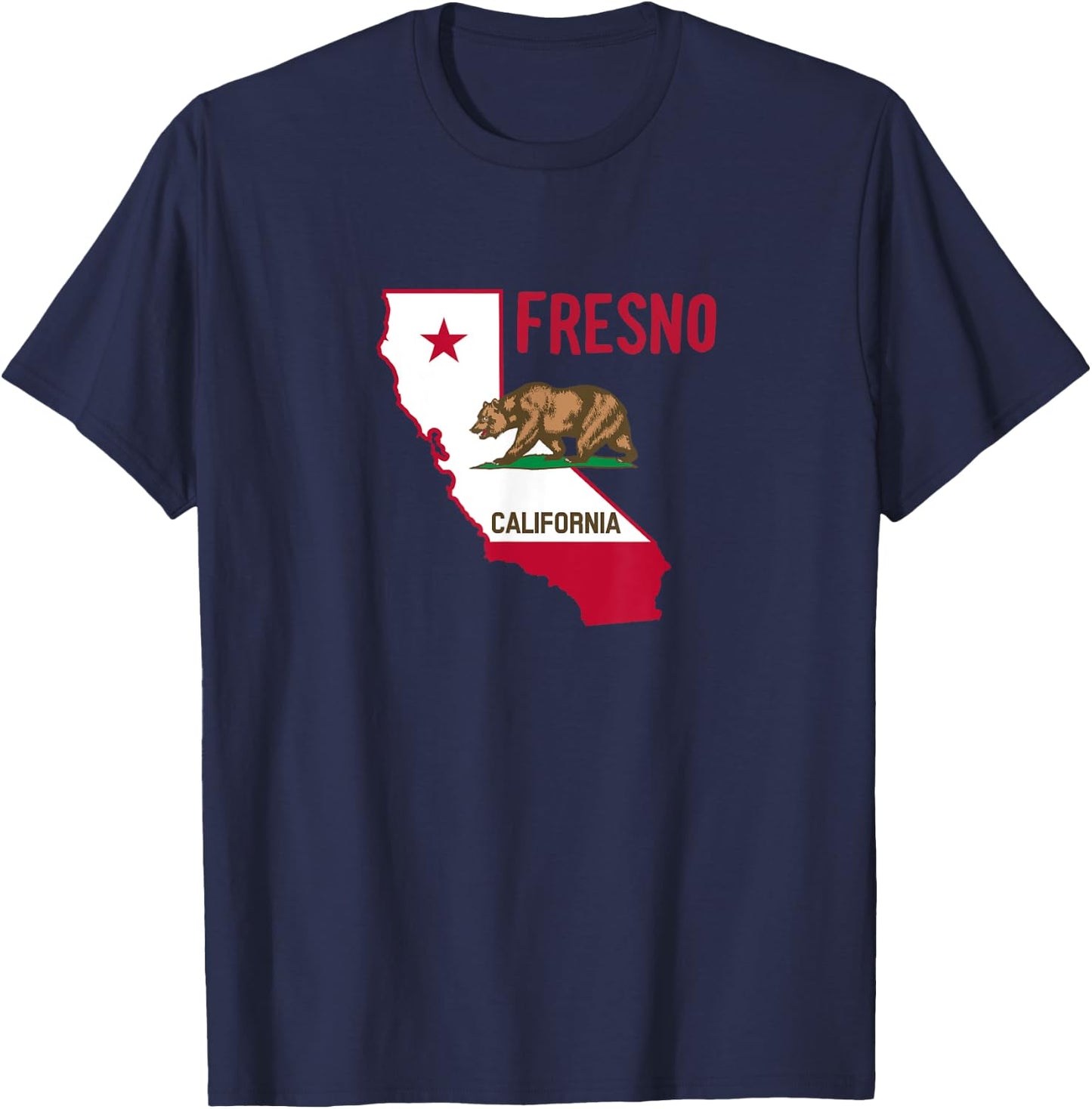 Fresno - California Flag / Cool Vintage Design of Fresno CA T-Shirt - T-Shirt | Navy