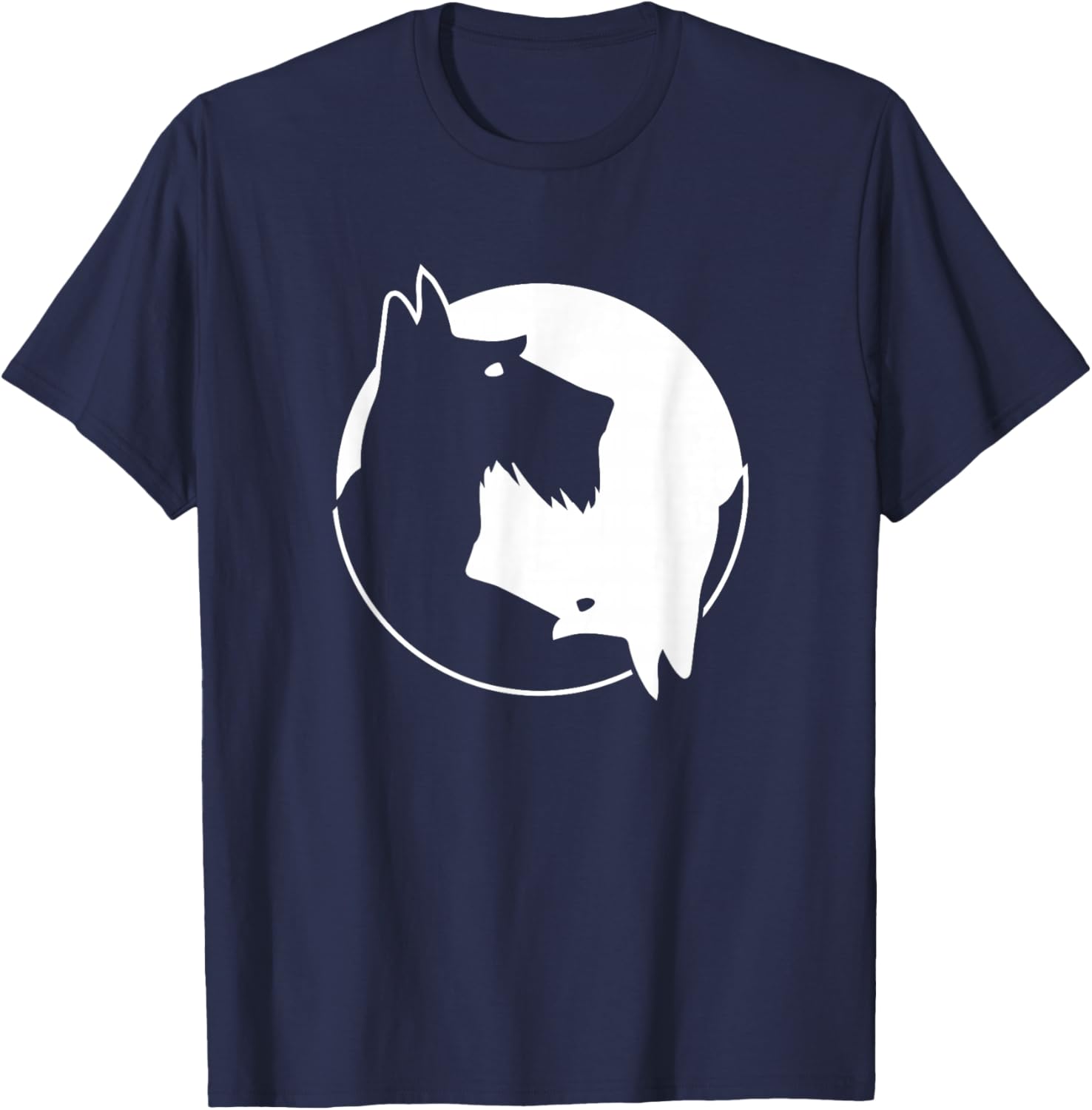 Cool Yin Yang Dog Shirt - Cute Scottish Terrier - White T-Shirt - T-Shirt | Navy