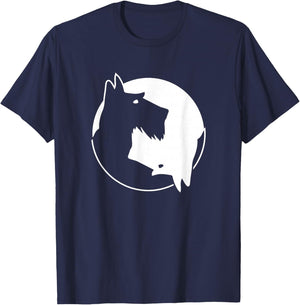 Cool Yin Yang Dog Shirt - Cute Scottish Terrier - White T-Shirt - T-Shirt | Navy