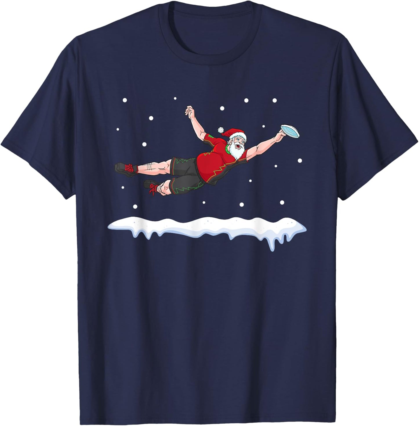 Ultimate Frisbee Santa Claus Sport Disc Golf T-Shirt - T-Shirt | Navy