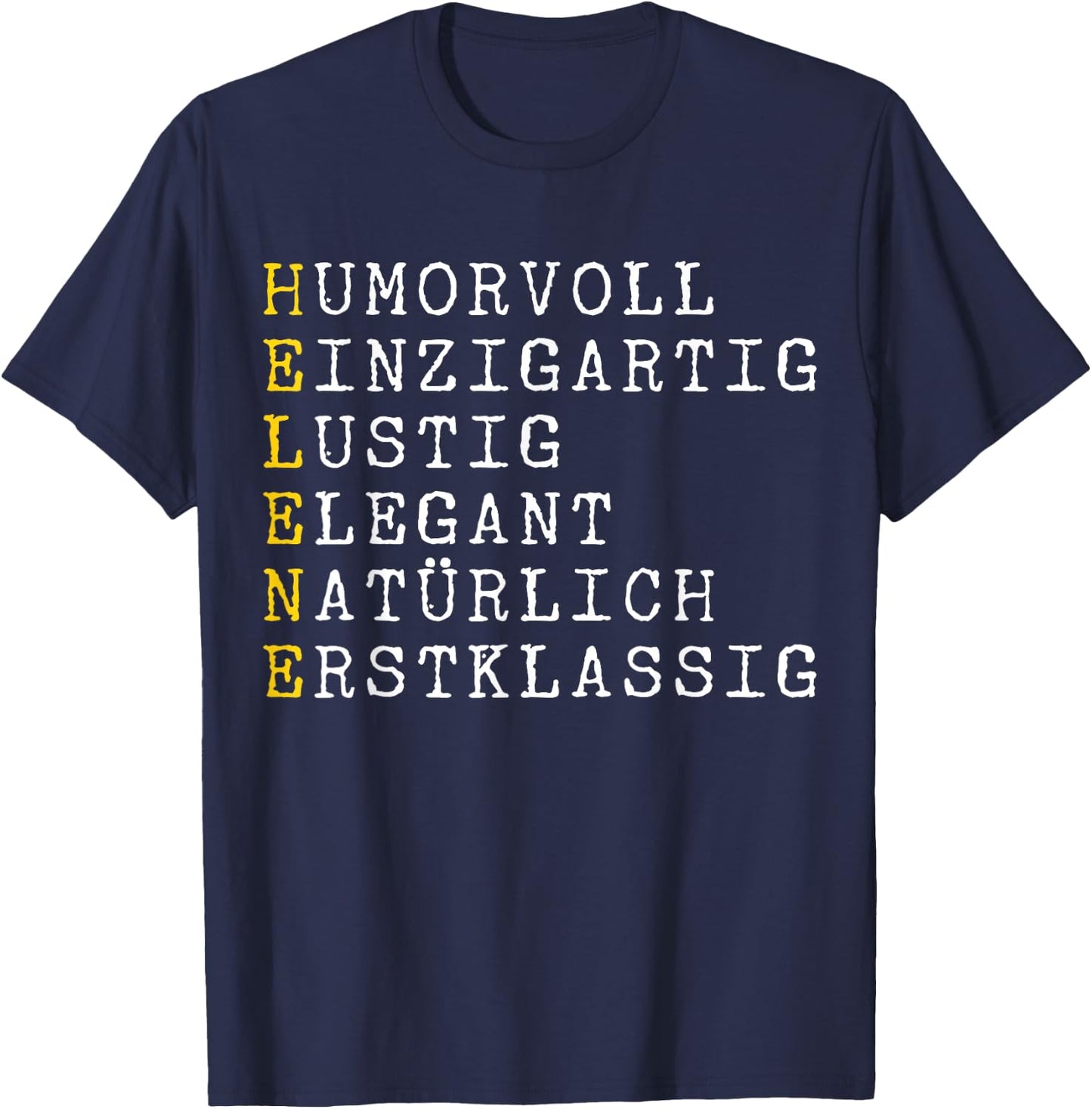 CQ Name Helene Design für Damen und Herren, Helene Adjektive Personalisiert, Helene Name Frau, Schwarz, Buchstabenmuster, , Klein, Crew-Ausschnitt, Kurzarm, Damen, Frauen, Party T-Shirt - T-Shirt | Navy