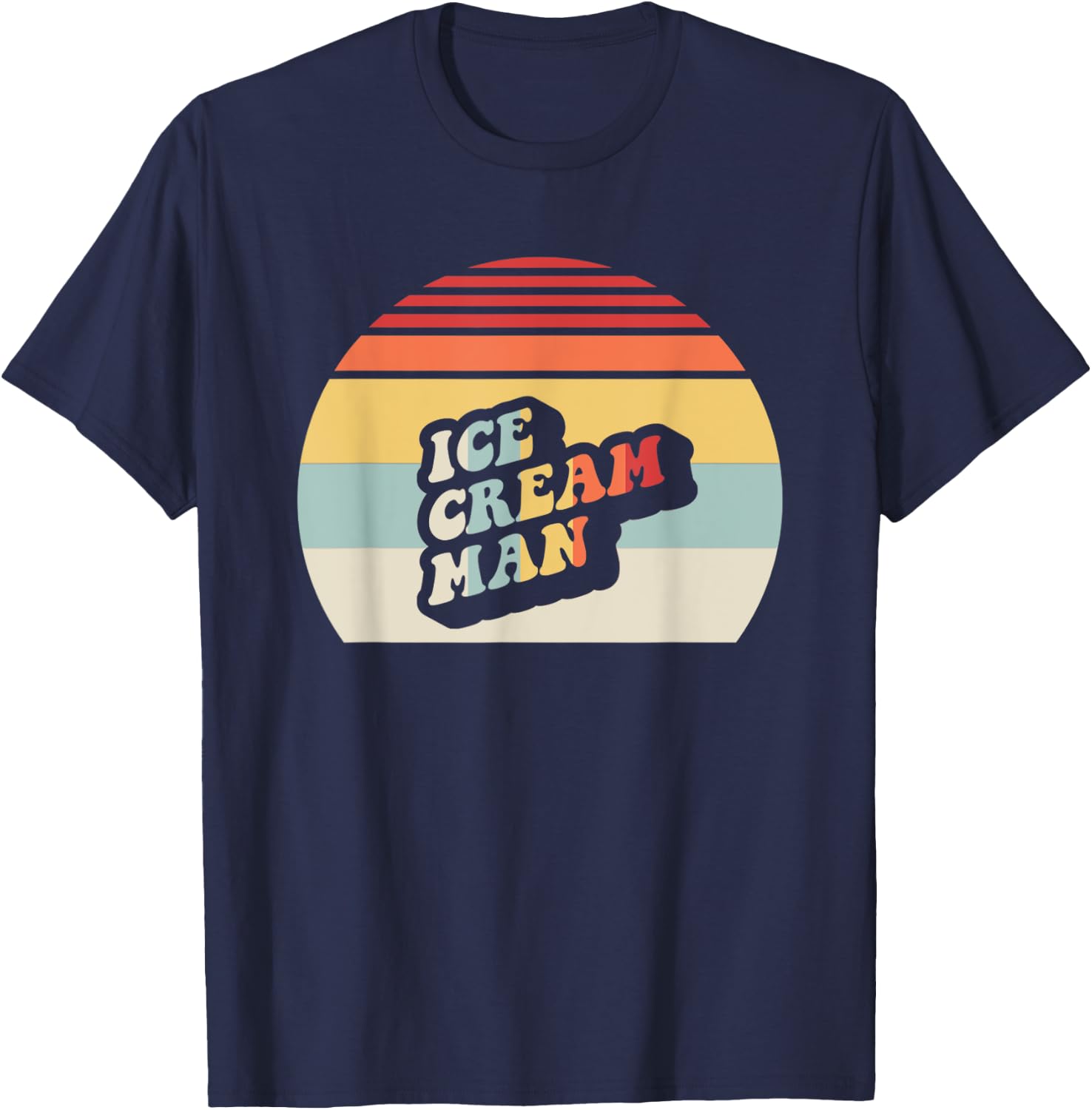 Ice Cream Man Retro Sunset Style T-Shirt - T-Shirt | Navy