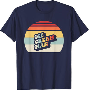 Ice Cream Man Retro Sunset Style T-Shirt - T-Shirt | Navy