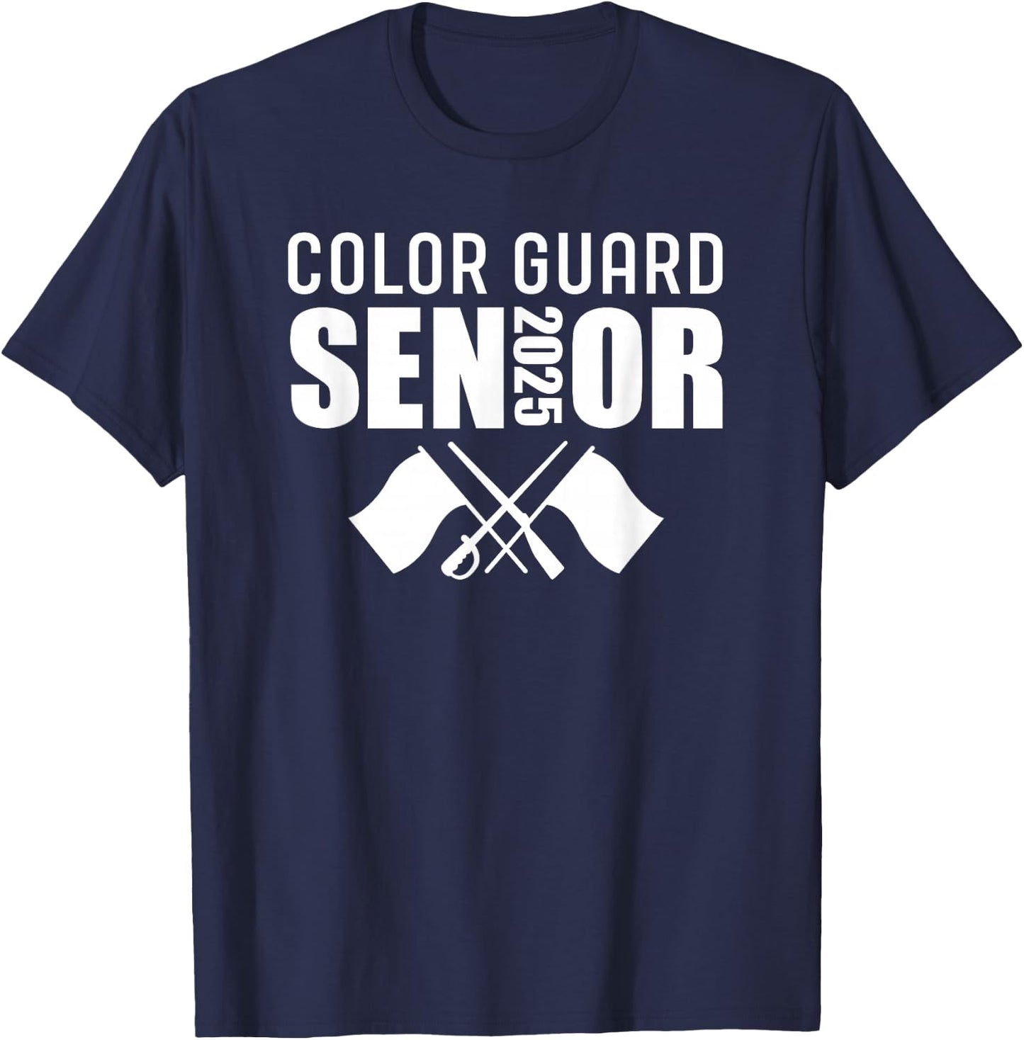 2025 Senior Color Guard Class of 2025 Marching Band Flag T-Shirt - T-Shirt | Navy