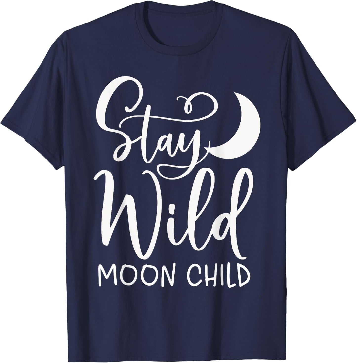 Stay Wild Moon Child Boho T-Shirt - T-Shirt | Navy