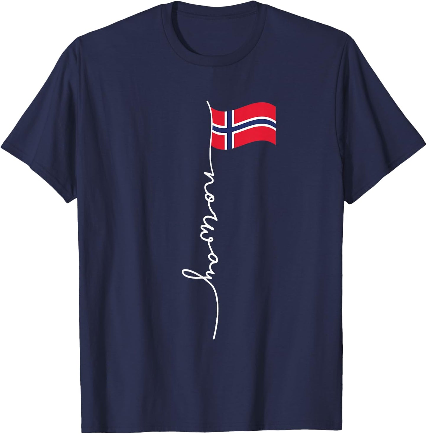 Family Heritage Gifts Norway Signature Flag Pole - Patriotic Norwegian Flag , Black, Small T-Shirt - T-Shirt | Navy