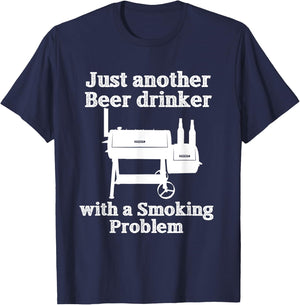 Just Another Beer Drinker with a Smoking Problem BBQ T-Shirt - T-Shirt | Navy