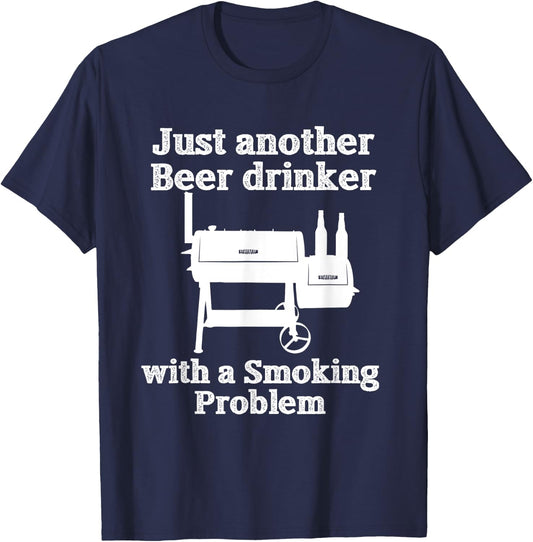 Just Another Beer Drinker with a Smoking Problem BBQ T-Shirt - T-Shirt | Navy
