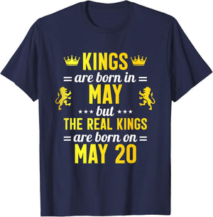 Kings Are Born In May Real Kings Are Born On May 20 T-Shirt - T-Shirt | Navy
