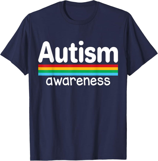 Autism Awareness Month Rainbow T-Shirt - T-Shirt | Navy