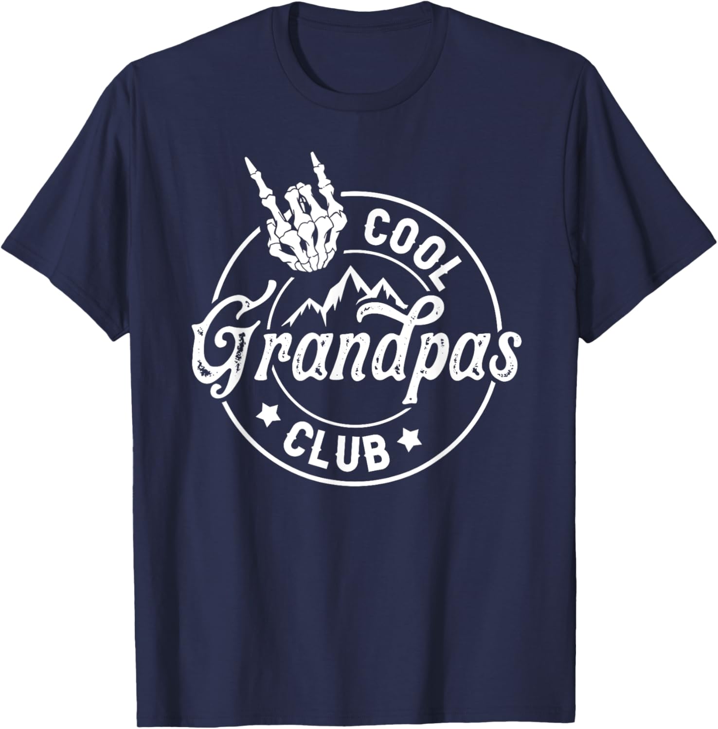 Funny Grandpa Fathers Day Cool Grandpas Club Skeleton Hand T-Shirt - T-Shirt | Navy
