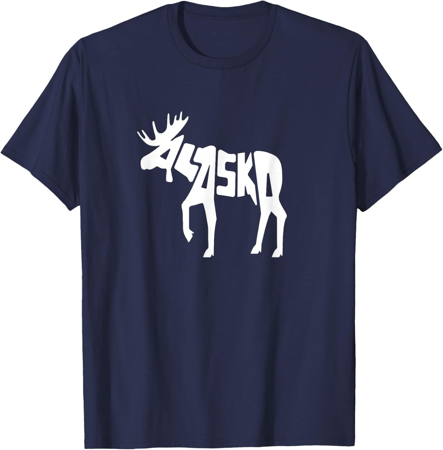 Alaska Moose Word Art - Funny Animal T-Shirt - T-Shirt | Navy