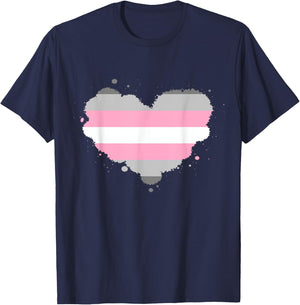 Demigirl Pride Flag Heart Demigirl Flag T-Shirt - T-Shirt | Navy