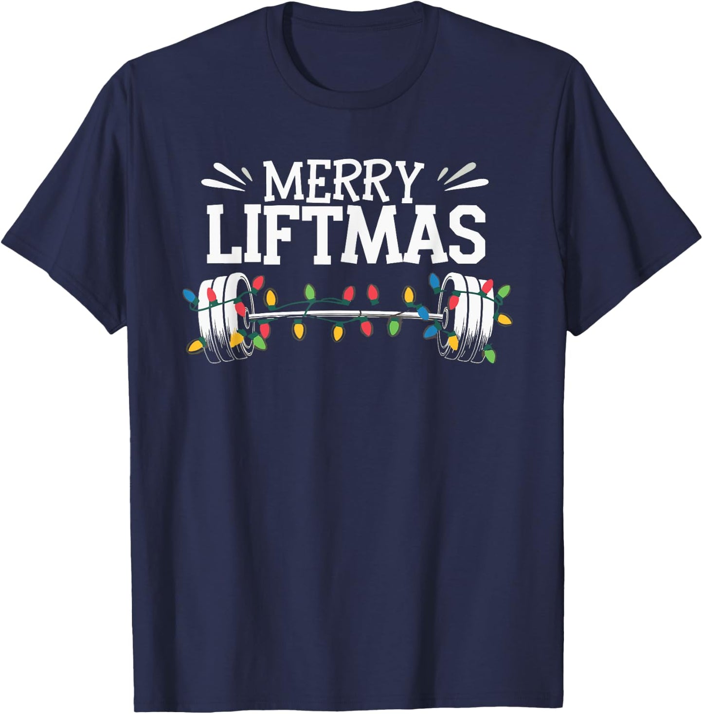 Merry Liftmas Weightlifter Fitness T-Shirt - T-Shirt | Navy