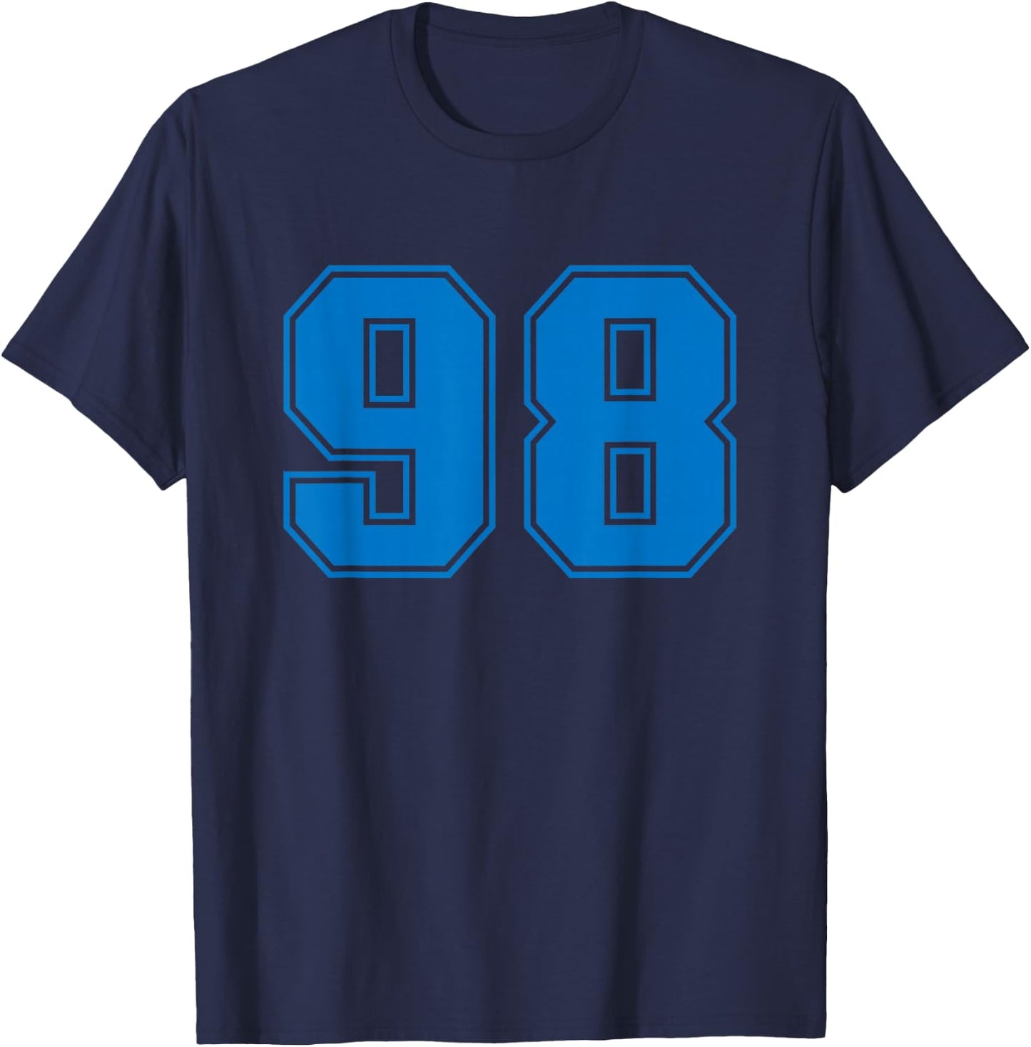 Number #98 Sport Blue Plain Number T-Shirt - T-Shirt | Navy