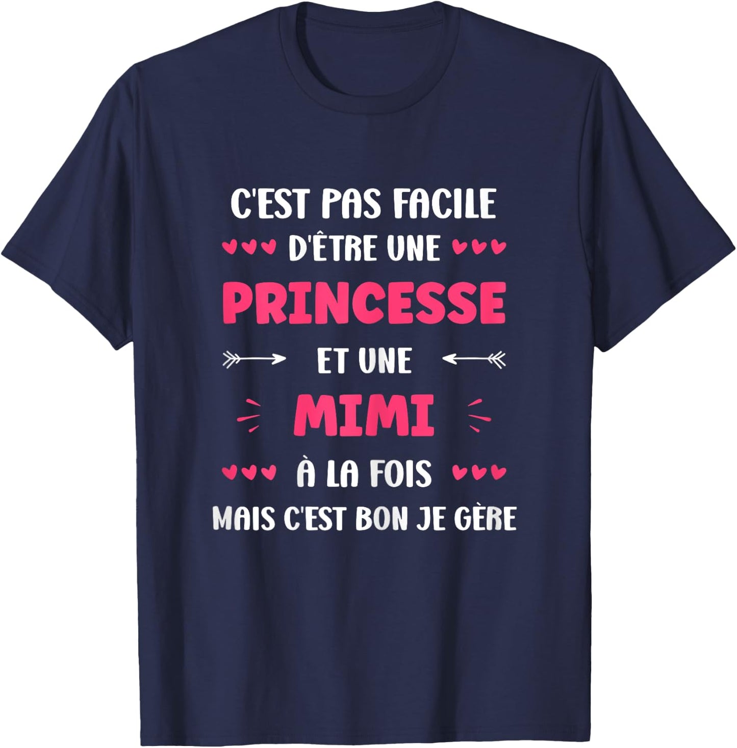 Princess Super Mimi Girl Name Funny Mimi , Black, Female X-Small T-Shirt - T-Shirt | Navy