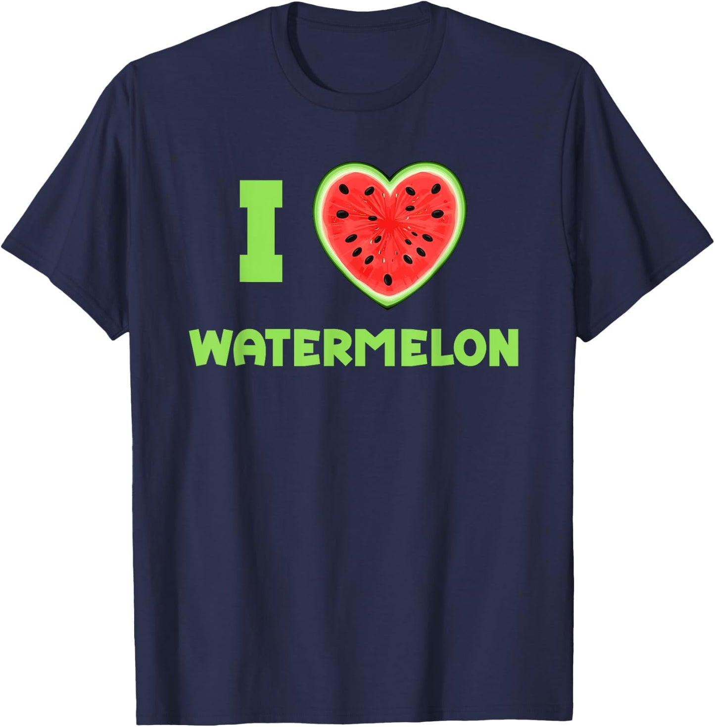 I Love Watermelon Heart Funny Melon T-Shirt - T-Shirt | Navy