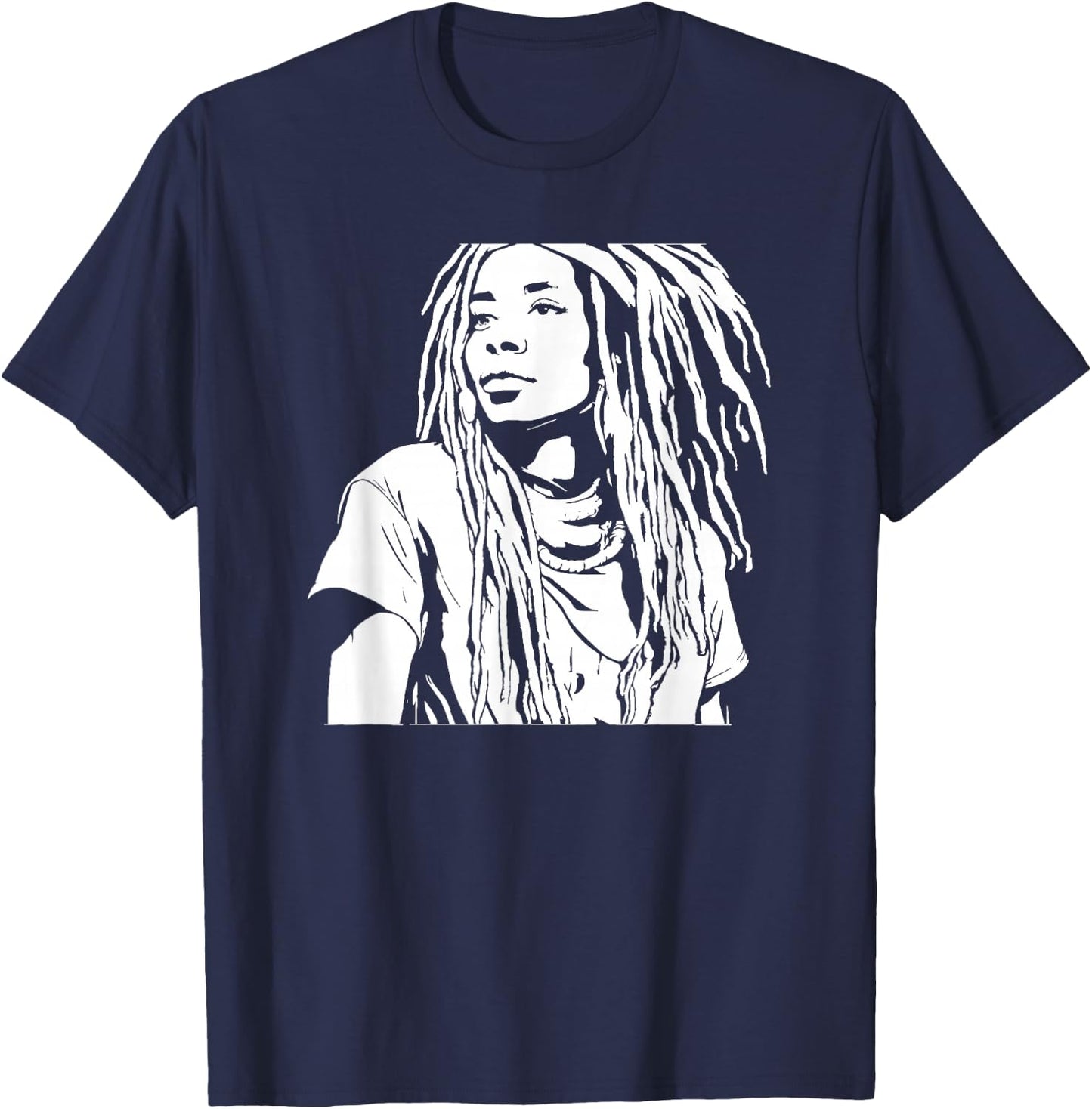 Rasta Hair Hairstyle - Rastafari Dreads Dreadlocks , black T-Shirt - T-Shirt | Navy