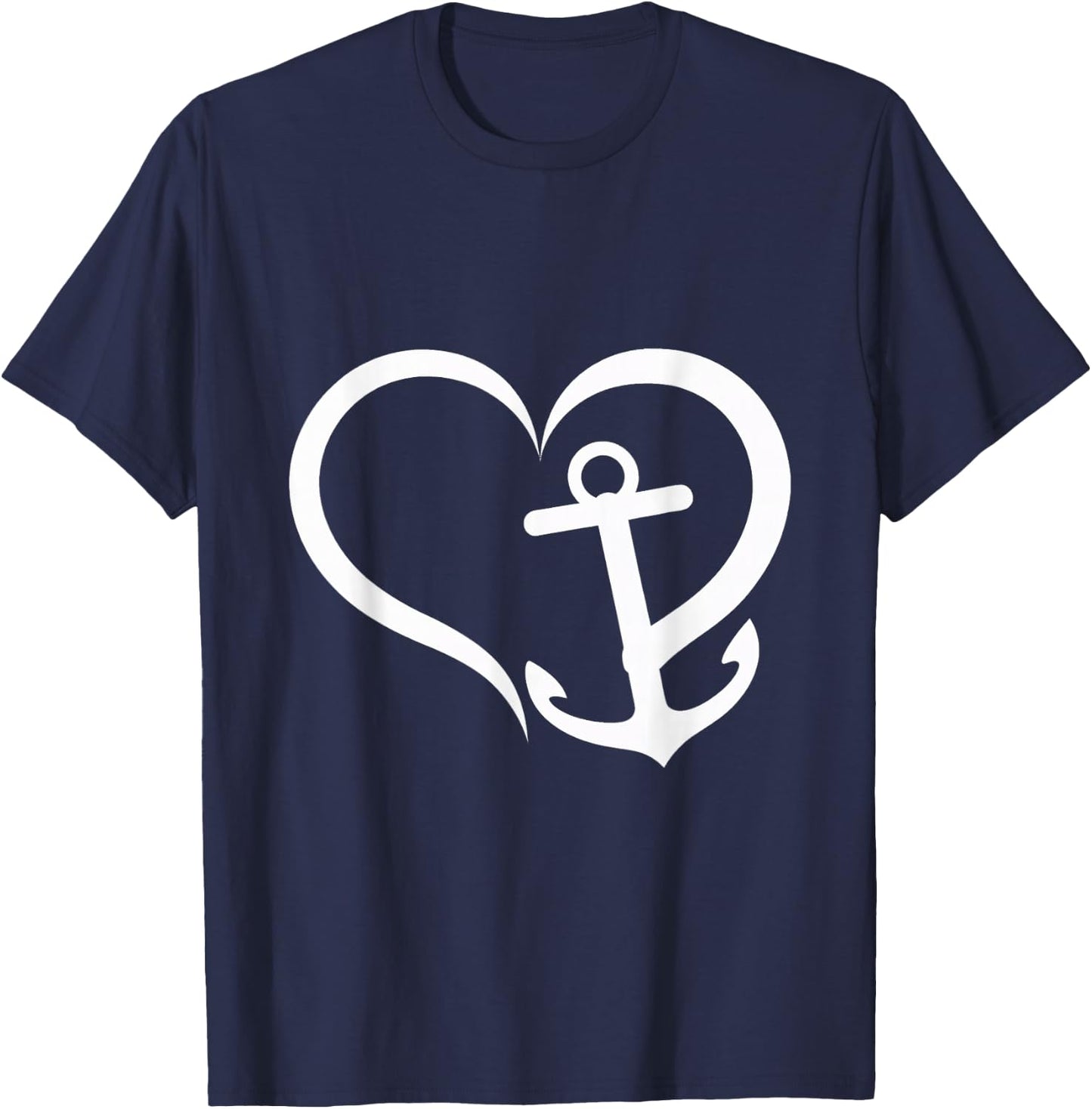 Heart Anchor Love Nautical Ocean Boating Sailing T-Shirt - T-Shirt | Navy