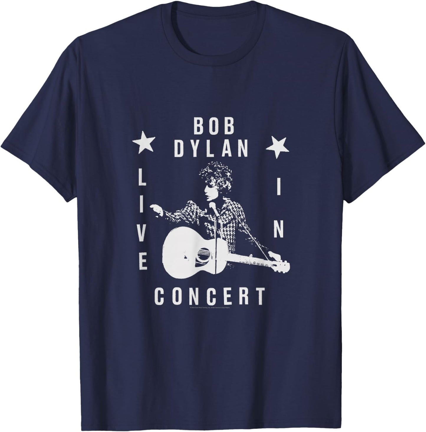 Bob Dylan Live In Concert Official , Black, S T-Shirt - T-Shirt | Navy