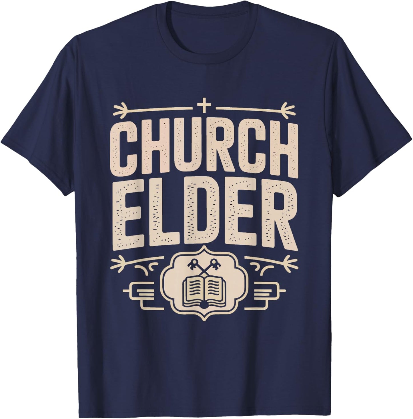 Deacon Church Elder Vintage Badge Cross Identity Christian T-Shirt - T-Shirt | Navy