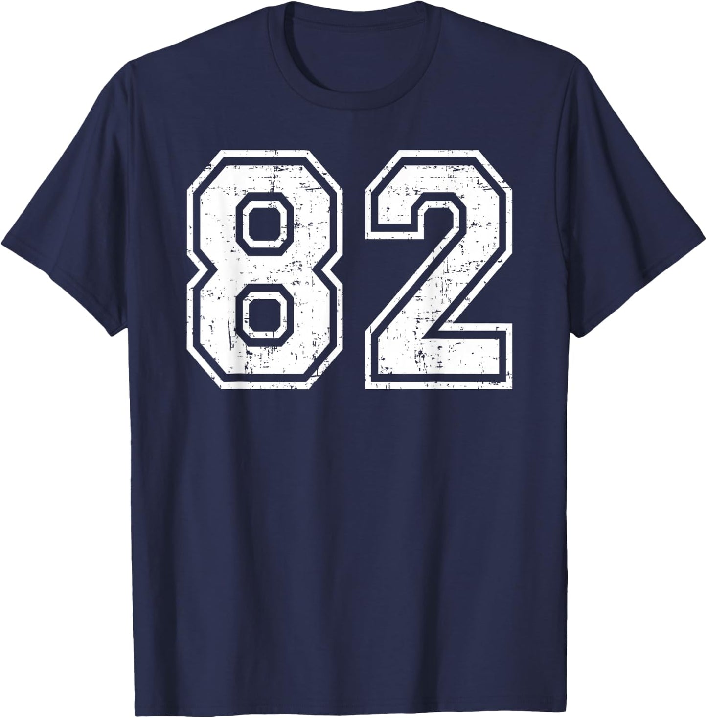 82 Number Eighty-Two Team Sports Grunge Varsity Matching T-Shirt - T-Shirt | Navy