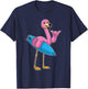 Flamingo Surfing Surfboard Summer T-Shirt - T-Shirt | Navy