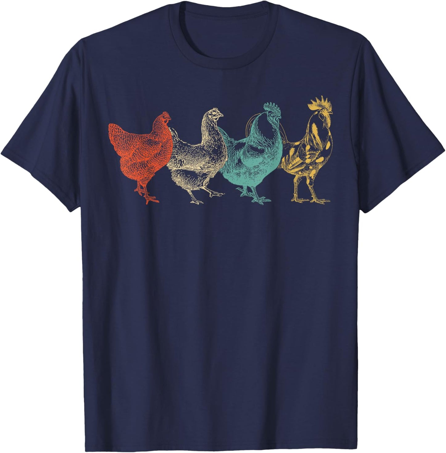 Chicken Retro Vintage Poultry Farmer Women Men Farm Lover T-Shirt - T-Shirt | Navy