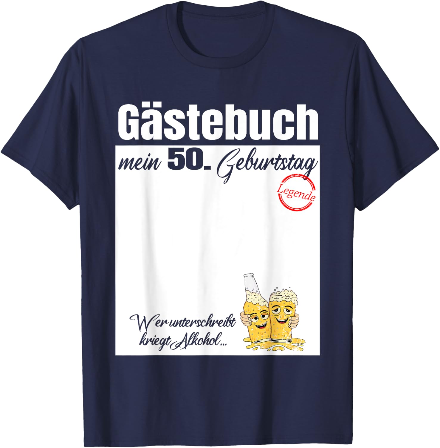 Guest Book My 50th Birthday - Escalation Signatures , black T-Shirt - T-Shirt | Navy