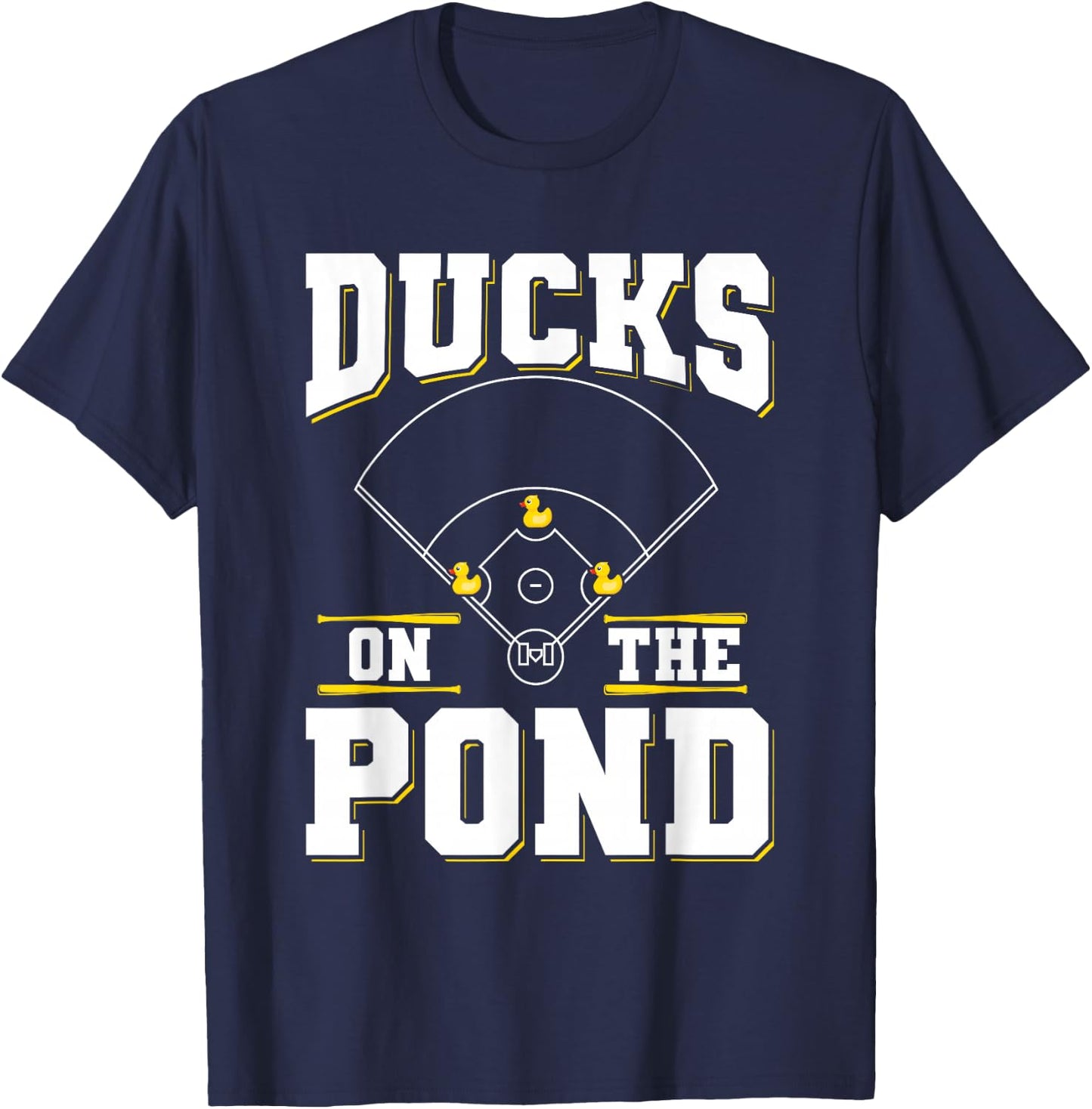 Ducks on the pond Design for a Baseball player T-Shirt - T-Shirt | Navy