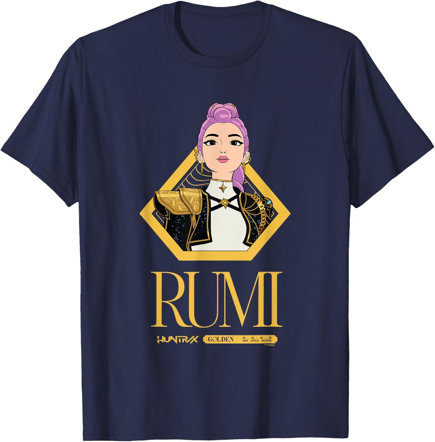Kpop Demon Hunters Golden Rumi Officially Licensed T-Shirt - T-Shirt | Navy