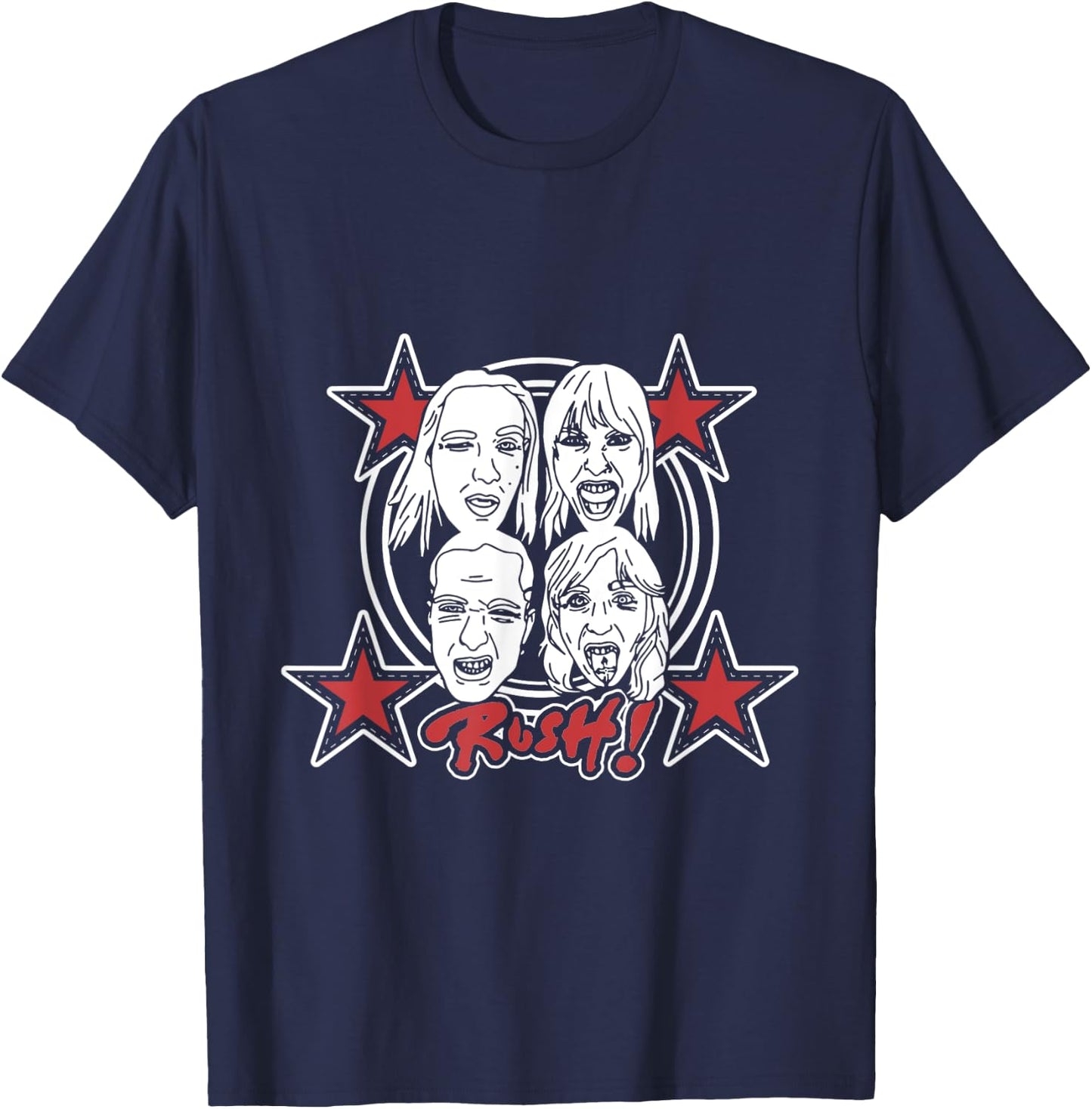 Måneskin RUSH! Faces & Red Starz , Black, S T-Shirt - T-Shirt | Navy