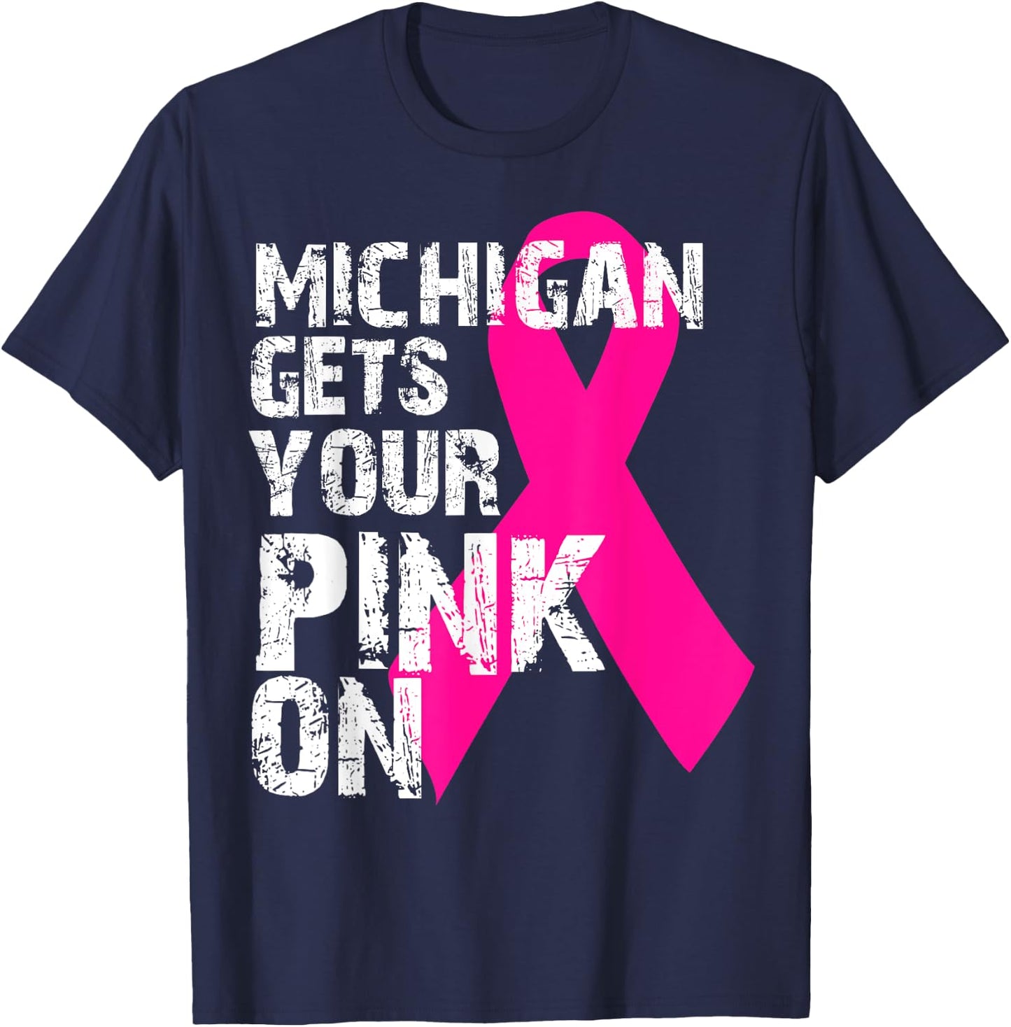Breast Cancer Awareness Survivor Fight Like MICHIGAN T-Shirt - T-Shirt | Navy