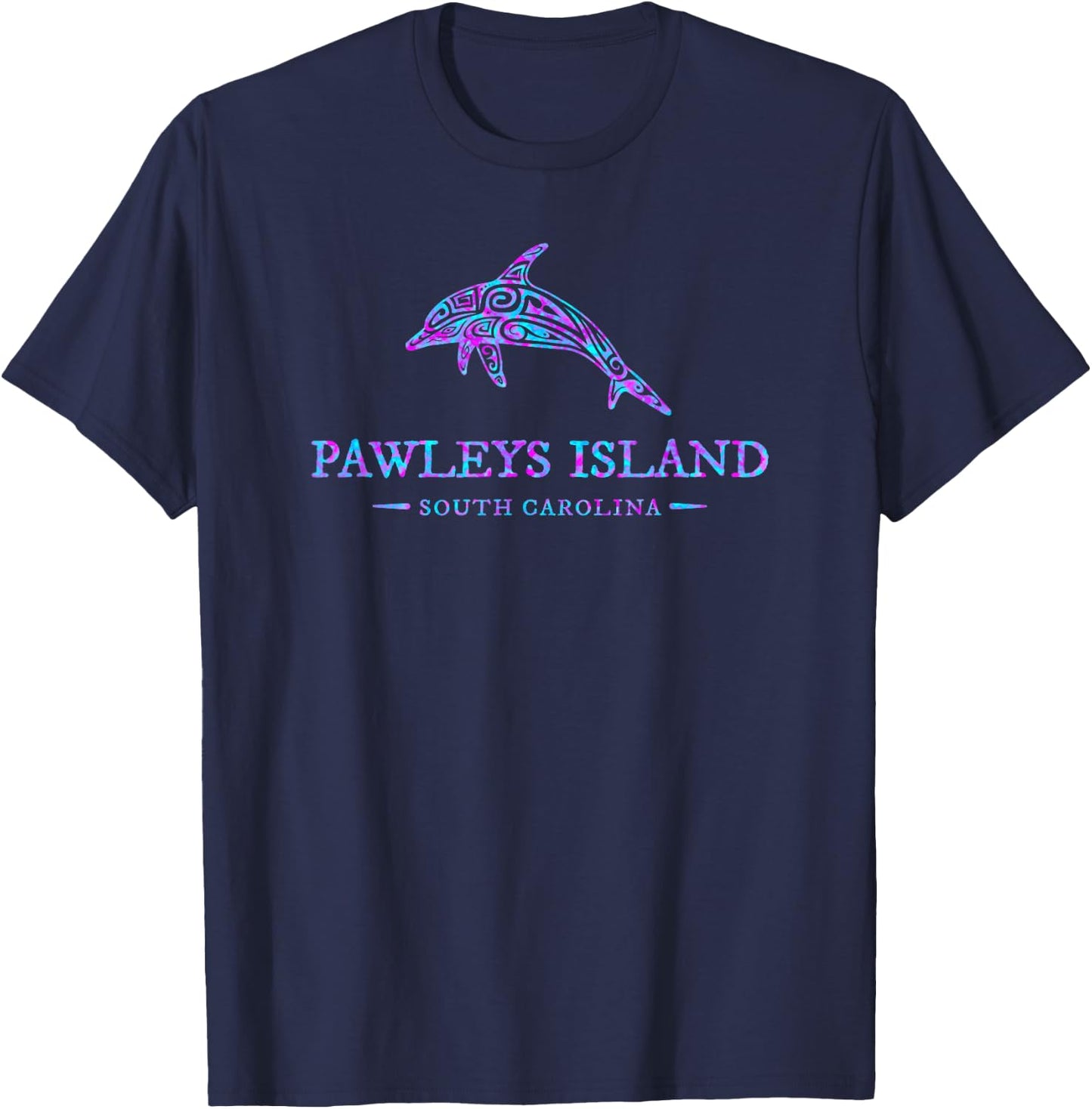 Pawleys Island South Carolina Colorful Dolphin Girls Boys T-Shirt - T-Shirt | Navy