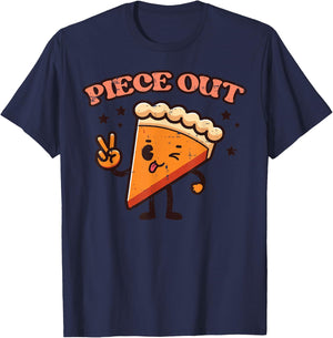 Thanksgiving Pumpkin Pie Piece Out Retro Fall Women Men Kids T-Shirt - T-Shirt | Navy